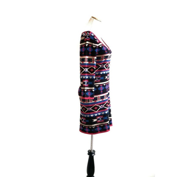 FLYING TOMATO Aztec Tribal Print Long Sleeves Mini Dress Size M - Picture 6 of 11